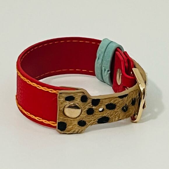 New Plunder “Brooke” Leopard Print Leather Bracelet - Picture 5 of 6